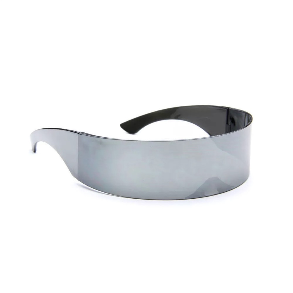 Silver sunglasses mirror club rave festival burning man sheild wrap goggles sexy - Picture 2 of 4